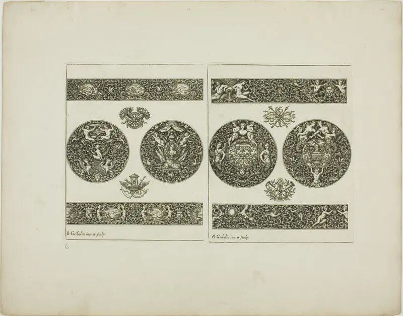 Plate Six, from Book of Ornament Wall Art by Simon Gribelin, II - High-Resolution Digital Print