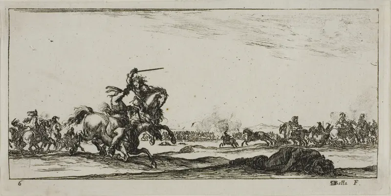 Plate Six from Drawings of Several Movements by Soldiers Wall Art by Stefano della Bella - High-Resolution Digital Print