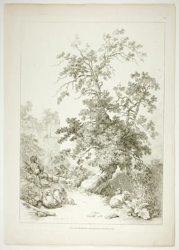 Plate Six of 38 from Oeuvres de J. B. Huet Wall Art by Jean Baptiste Huet - High-Resolution Digital Print