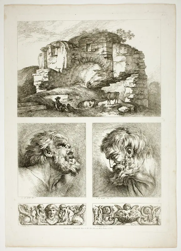 Plate Ten of 38 from Oeuvres de J. B. Huet Wall Art by Jean Baptiste Huet - High-Resolution Digital Print