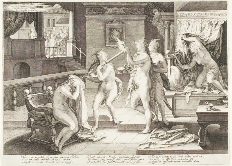Plate Three, from Five Wise and Five Foolish Virgins Wall Art by Jan Saenredam - High-Resolution Digital Print