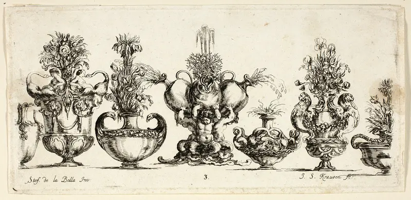 Plate Three from Raccolta di Vasi diversi di Stef. de la Bella Fiorentino Wall Art by Johanna Sibylla Küsel - High-Resolution Digital Print