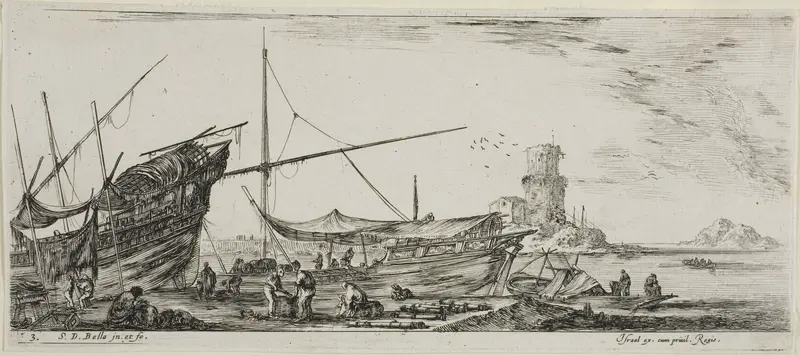 Plate Three from Various Embarkments Wall Art by Stefano della Bella - High-Resolution Digital Print