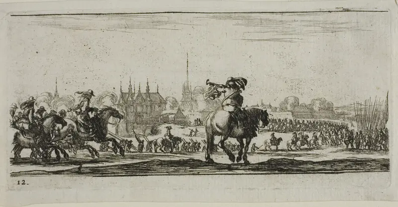 Plate Twelve from Drawings of Several Movements by Soldiers Wall Art by Stefano della Bella - High-Resolution Digital Print