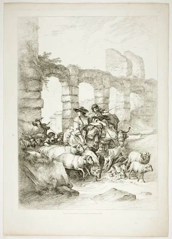Plate Twelve of 38 from Oeuvres de J. B. Huet Wall Art by Jean Baptiste Huet - High-Resolution Digital Print
