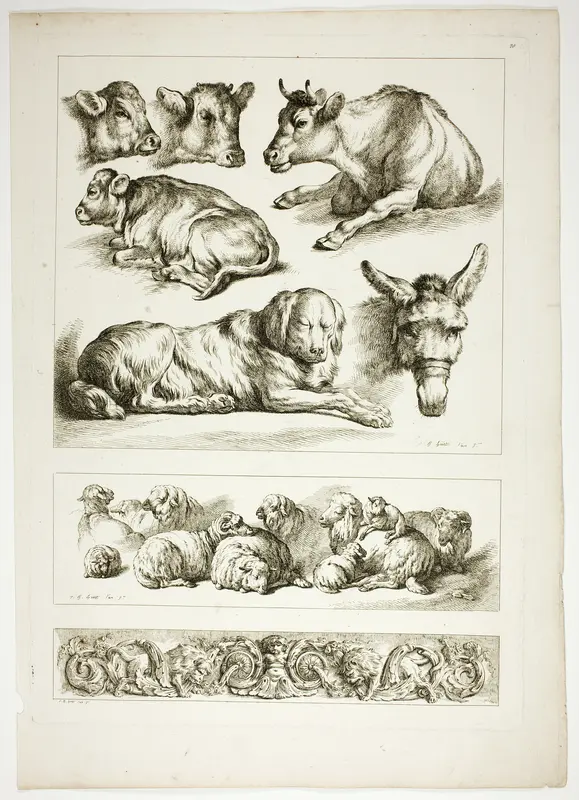 Plate Twenty of 38 from Oeuvres de J. B. Huet Wall Art by Jean Baptiste Huet - High-Resolution Digital Print