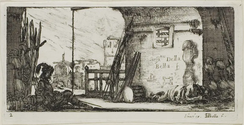 Plate Two from Drawings of Several Movements by Soldiers Wall Art by Stefano della Bella - High-Resolution Digital Print