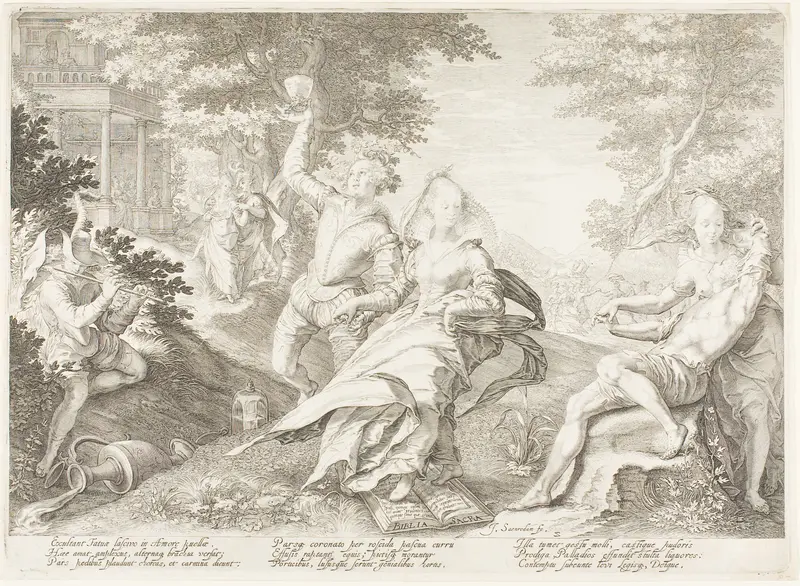 Plate Two, from Five Wise and Five Foolish Virgins Wall Art by Jan Saenredam - High-Resolution Digital Print