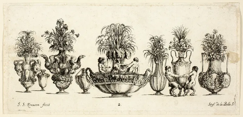 Plate Two from Raccolta di Vasi diversi di Stef. de la Bella Fiorentino Wall Art by Johanna Sibylla Küsel - High-Resolution Digital Print