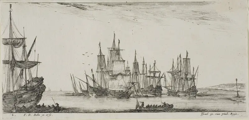 Plate Two from Various Embarkments Wall Art by Stefano della Bella - High-Resolution Digital Print