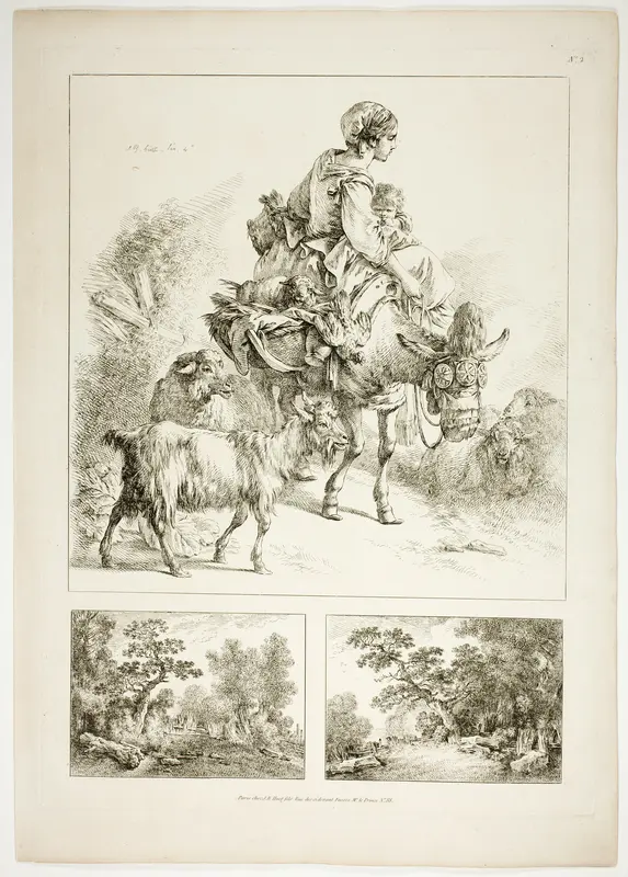 Plate Two of 38 from Oeuvres de J. B. Huet Wall Art by Jean Baptiste Huet - High-Resolution Digital Print