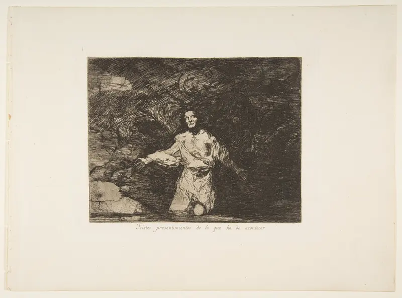 Plate1 from "The Disasters of War" (Los Desastres de la Guerra): 'Sad foreboding of what is going to happen' (Tristes presentimientos de lo que ha de acontecer) Wall Art by Goya (Francisco de Goya y Lucientes) - High-Resolution Digital Print