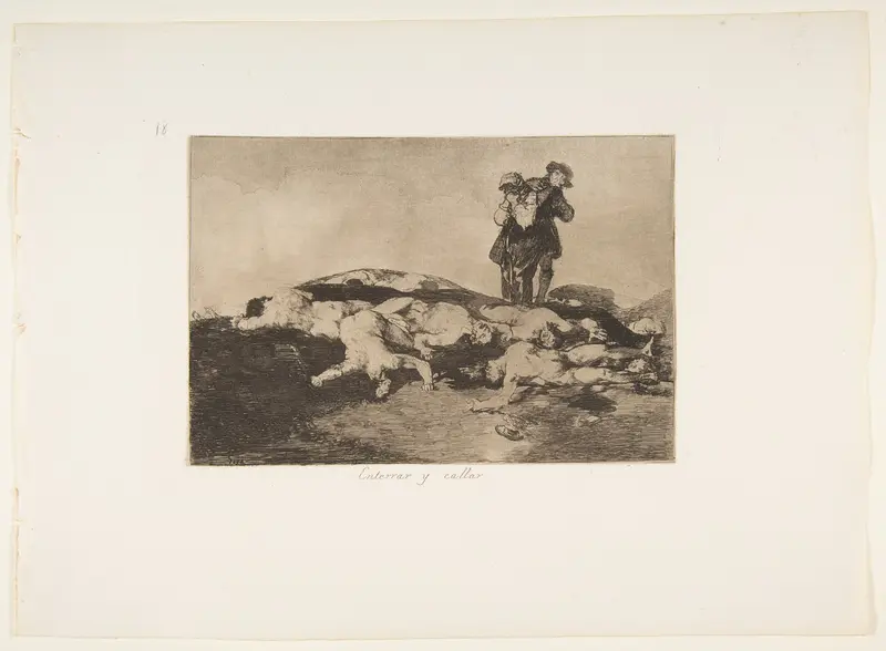 Plate18 from "The Disasters of War" (Los Desastres de la Guerra): Bury them and keep quiet (Enterrar y callar) Wall Art by Goya (Francisco de Goya y Lucientes) - High-Resolution Digital Print