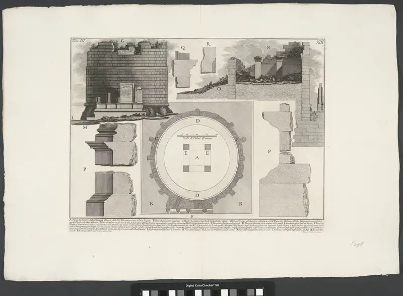 Plattegrond, details en opstand van de graftombe van de Plauzi familie Wall Art by Unknown - High-Resolution Digital Print