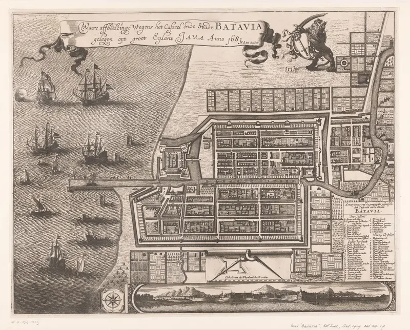 Plattegrond en gezicht op Batavia Wall Art by anonymous - High-Resolution Digital Print