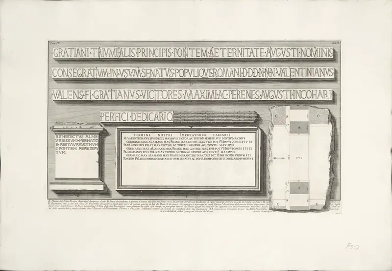 Plattegrond en inscripties van Pons Cestius te Rome Wall Art by Unknown - High-Resolution Digital Print
