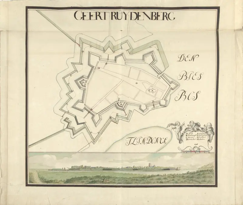 Plattegrond en profiel van Geertruidenberg, 1706 Wall Art by Samuel Du Ry de Champdoré - High-Resolution Digital Print