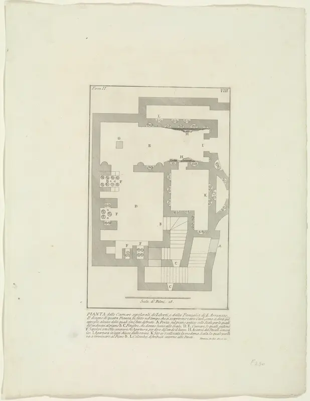 Plattegrond met de grafkamers van vrijgelatenen en familieleden van L. Arruntius Wall Art by Unknown - High-Resolution Digital Print