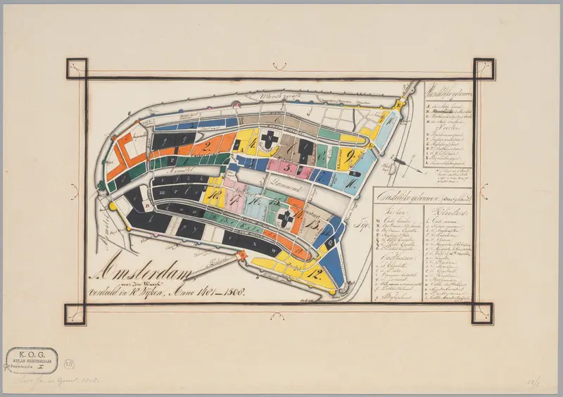 Plattegrond van Amsterdam met indeling van wijken, 1481-1508 Wall Art by Jan ter Gouw - High-Resolution Digital Print