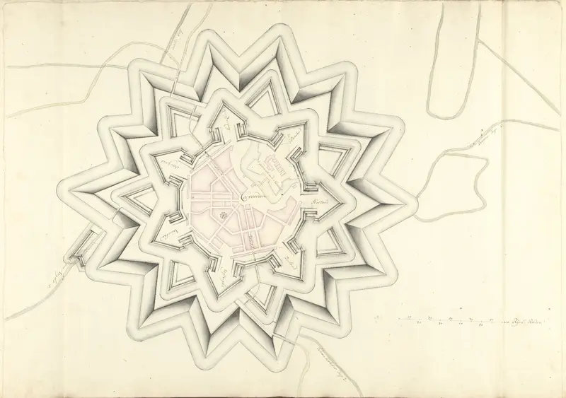 Plattegrond van Coevorden, ca. 1701-1715 Wall Art by Samuel Du Ry de Champdoré - High-Resolution Digital Print