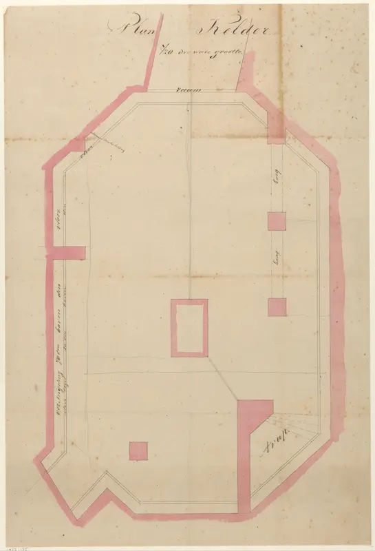 Plattegrond van de kelder onder de achthoekige zaal in het huis op de Nieuwe Gracht, laatstelijk bewoond door Jhr. Teding van Berkhout Wall Art by anonymous - High-Resolution Digital Print