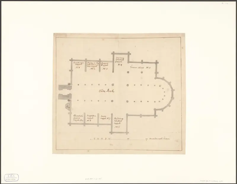 Plattegrond van de Oude Kerk te Amsterdam Wall Art by anonymous - High-Resolution Digital Print