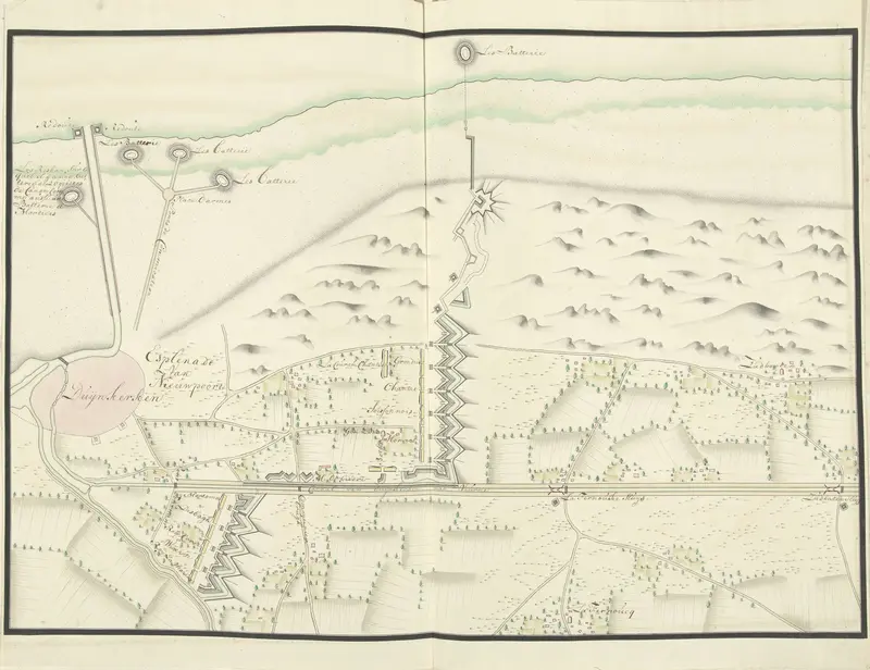 Plattegrond van de schansen ten noorden van Duinkerke, ca. 1701-1715 Wall Art by Samuel Du Ry de Champdoré - High-Resolution Digital Print