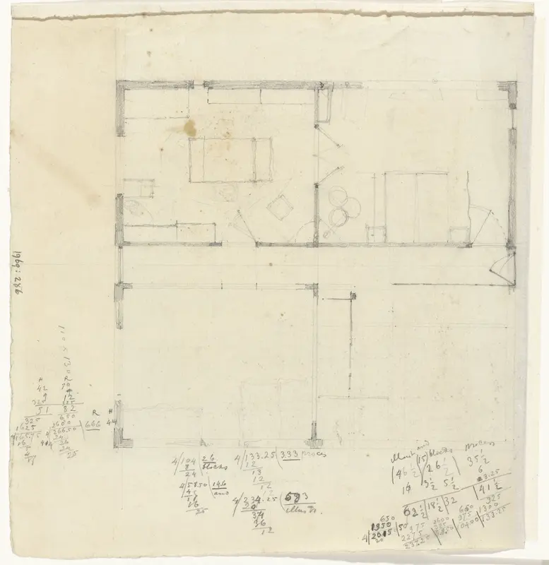 Plattegrond van een huis Wall Art by Gerrit Willem Dijsselhof - High-Resolution Digital Print