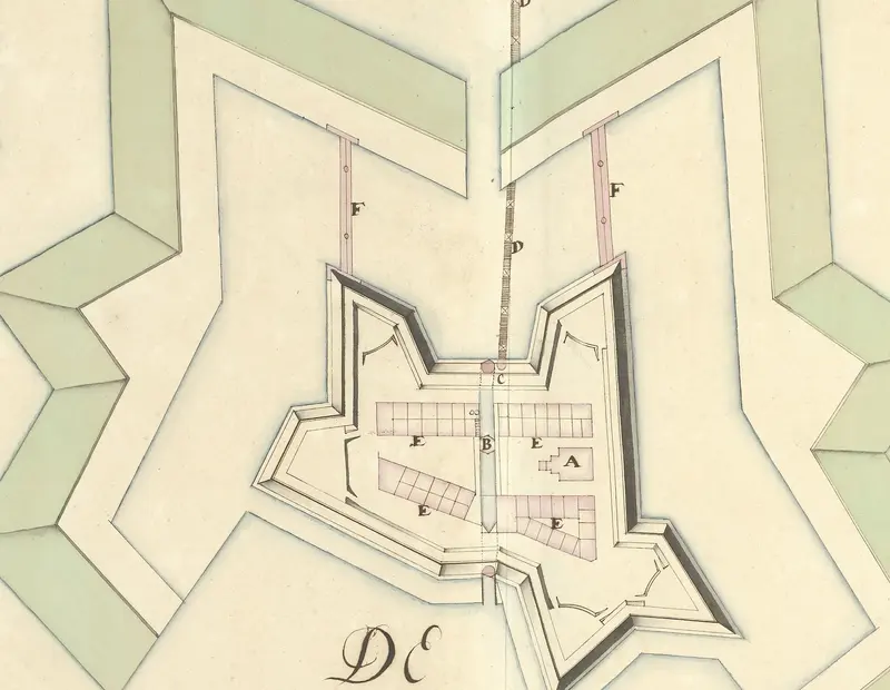 Plattegrond van het Fort Uitermeer, ca. 1701-1715 Wall Art by Samuel Du Ry de Champdoré - High-Resolution Digital Print