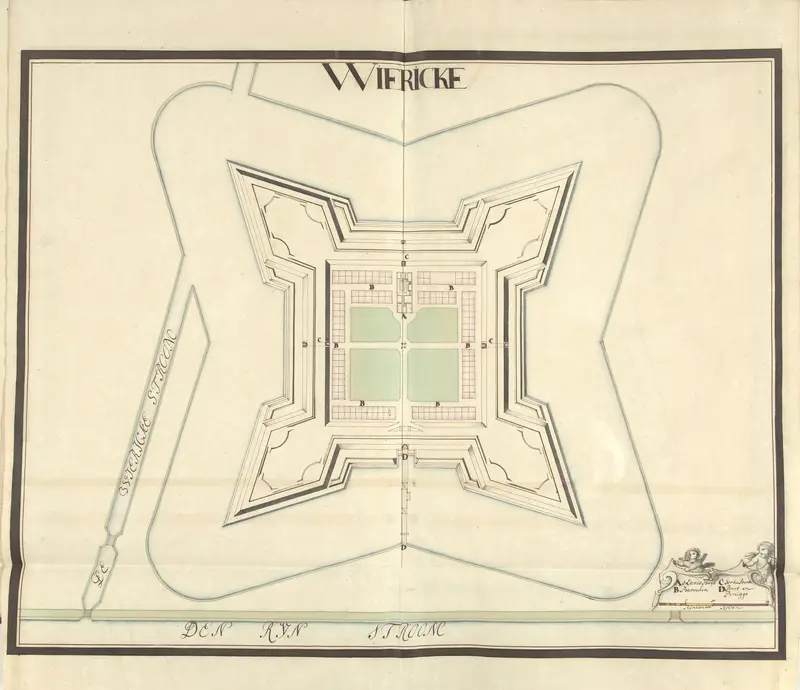 Plattegrond van het Fort Wierickerschans, ca. 1701-1715 Wall Art by Samuel Du Ry de Champdoré - High-Resolution Digital Print