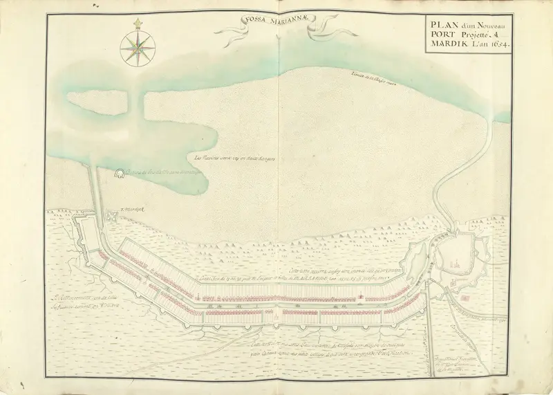 Plattegrond van het in 1654 geplande kanaal tussen Fort Mardijk en Duinkerke Wall Art by Samuel Du Ry de Champdoré - High-Resolution Digital Print