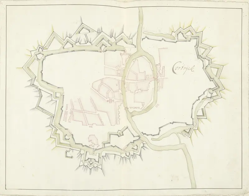 Plattegrond van Kortrijk, ca. 1701-1715 Wall Art by Samuel Du Ry de Champdoré - High-Resolution Digital Print