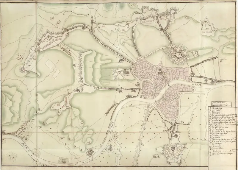 Plattegrond van Luik, ca. 1701-1715 Wall Art by Samuel Du Ry de Champdoré - High-Resolution Digital Print