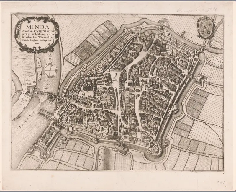 Plattegrond van Minden Wall Art by Johannes Janssonius - High-Resolution Digital Print
