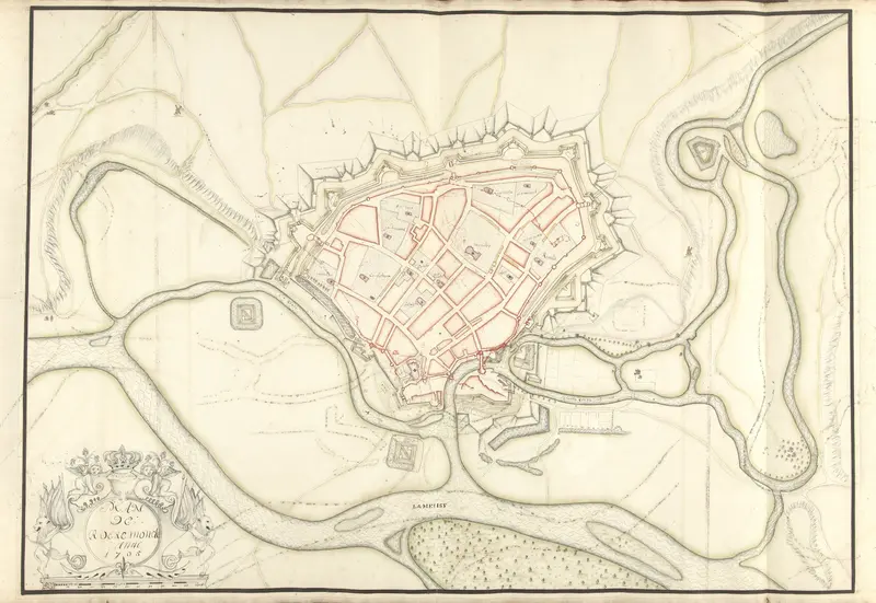 Plattegrond van Roermond, 1705 Wall Art by Samuel Du Ry de Champdoré - High-Resolution Digital Print