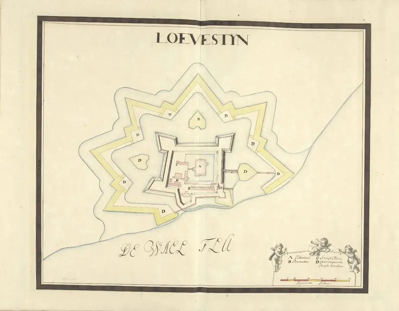 Plattegrond van Slot Loevestein, ca. 1701-1715 Wall Art by Samuel Du Ry de Champdoré - High-Resolution Digital Print