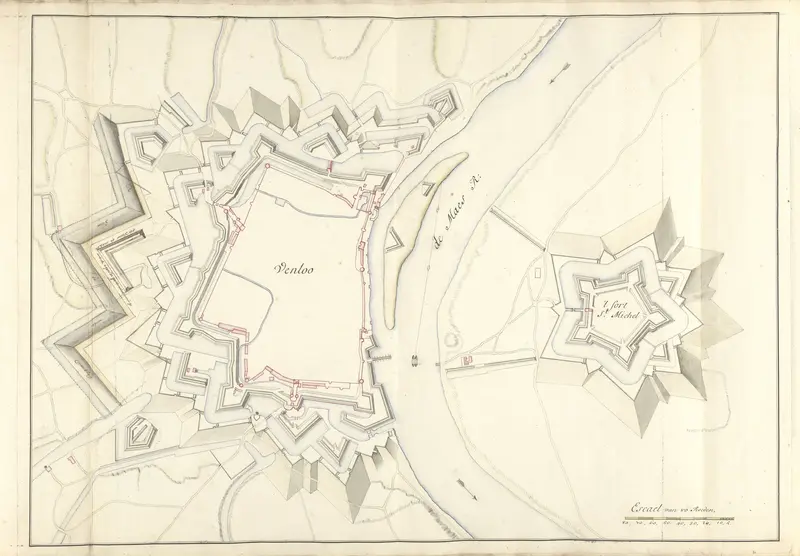 Plattegrond van Venlo, ca. 1701-1715 Wall Art by Samuel Du Ry de Champdoré - High-Resolution Digital Print
