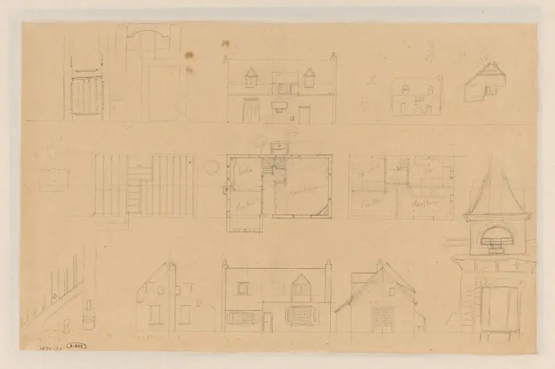 Plattegronden en opstanden van Hart Nibbrigs huis Zandvlucht Wall Art by Ferdinand Hart Nibbrig - High-Resolution Digital Print