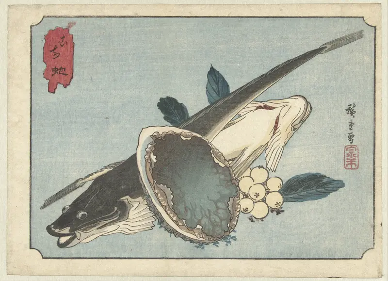 Platvissen, abalone en bessen Wall Art by Unknown - High-Resolution Digital Print