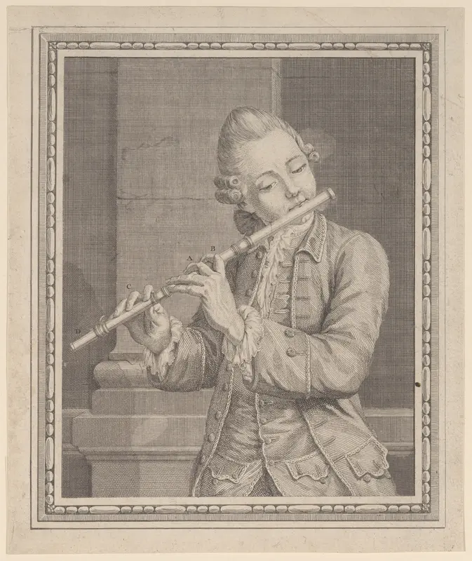 Player of a transverse flute Wall Art by Anonymous, French, 18th century - High-Resolution Digital Print