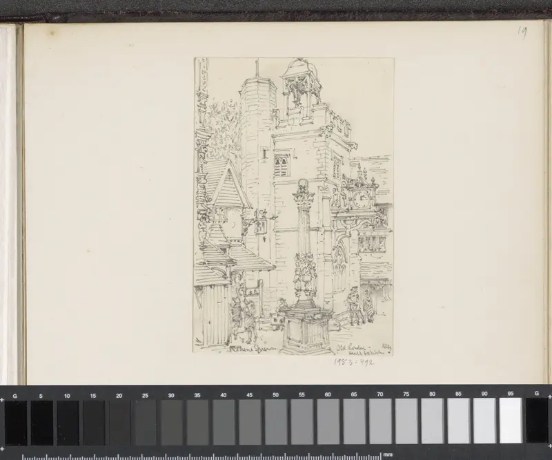 Plein met zuil te Londen Wall Art by unknown - High-Resolution Digital Print