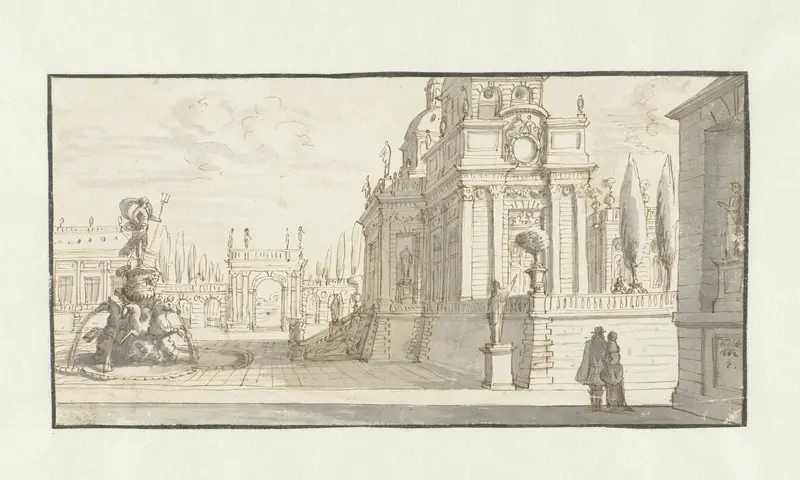 Plein voor een renaissancepaleis Wall Art by Daniël de Blieck - High-Resolution Digital Print
