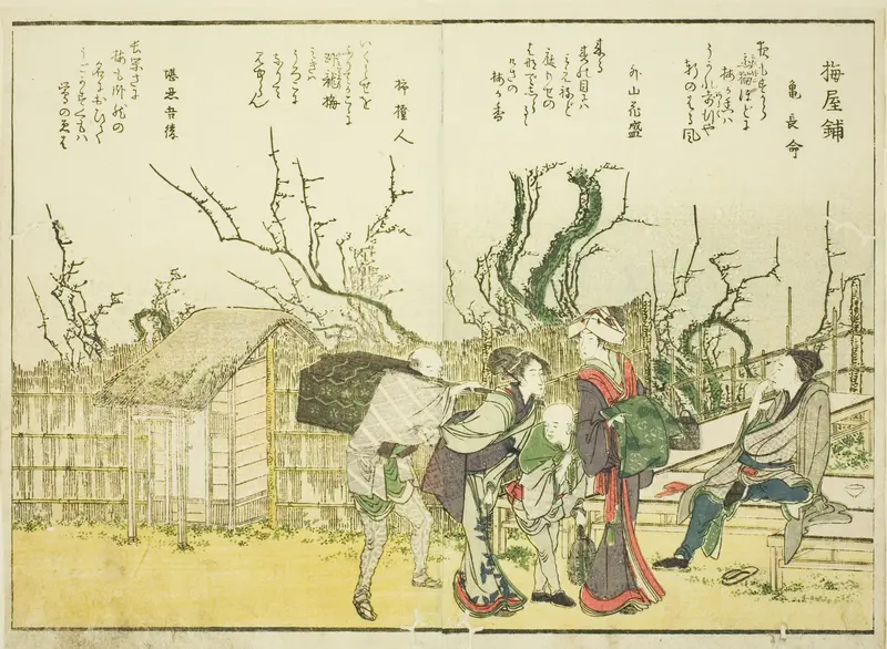 Plum Garden (Umeyashiki), from vol. 1 of the illustrated book "Fine Views of the Eastern Capital at a Glance (Toto shokei ichiran)"