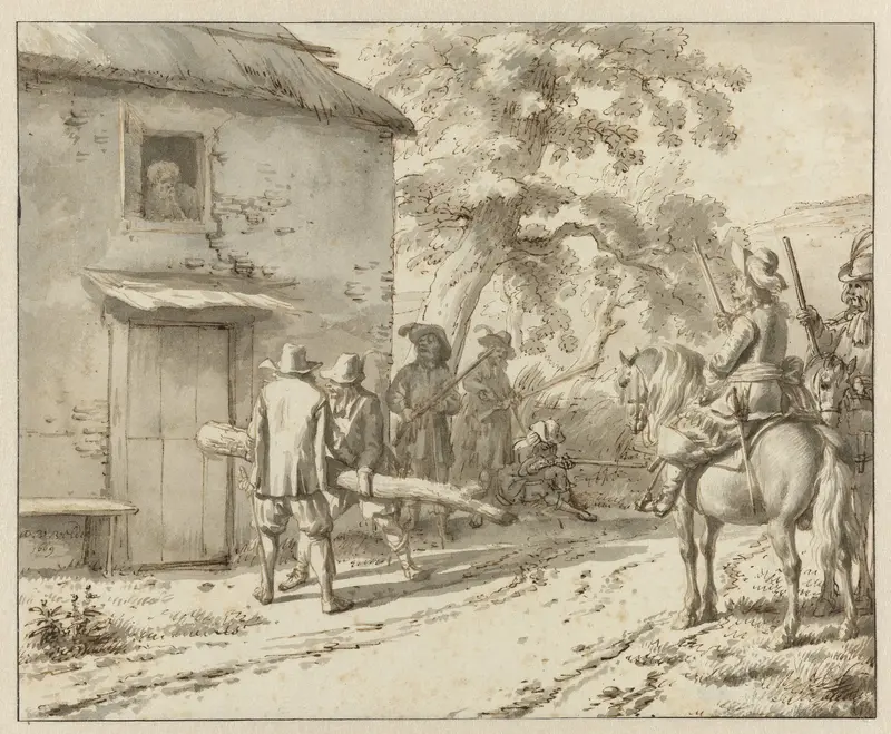 Plundering Soldiers near a Cottage Wall Art by Adriaen van de Velde - High-Resolution Digital Print