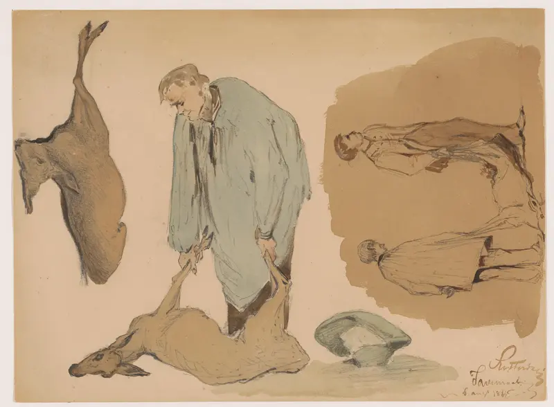 Poeliers met dode reeën Wall Art by Unknown - High-Resolution Digital Print