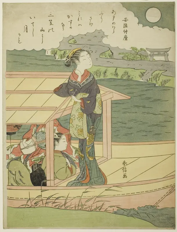 Poem by Abe no Nakamaro, from an untitled series of One Hundred Poems by One Hundred Poets Wall Art by Suzuki Harunobu - High-Resolution Digital Print