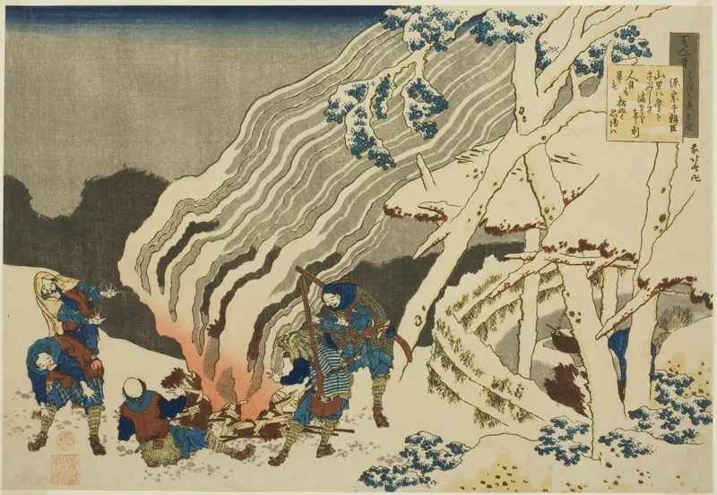 Poem by Minamoto no Muneyuki Ason, from the series "One Hundred Poems Explained by the Nurse (Hyakunin isshu uba ga etoki)"
