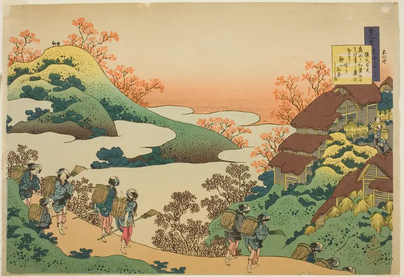 Poem by Sarumaru Dayu, from the series "One Hundred Poems Explained by the Nurse (Hyakunin isshu uba ga etoki)"