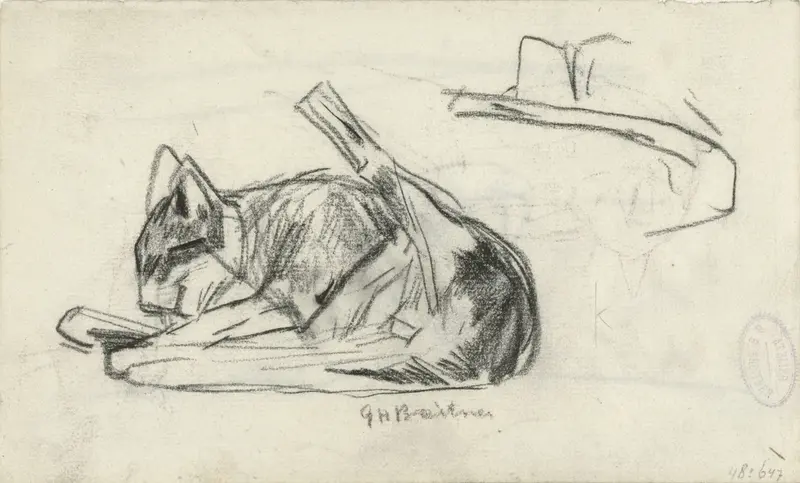 Poes die zichzelf likt Wall Art by George Hendrik Breitner - High-Resolution Digital Print