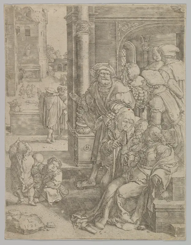 Poet Virgil Suspended in a Basket Wall Art by Lucas van Leyden - High-Resolution Digital Print